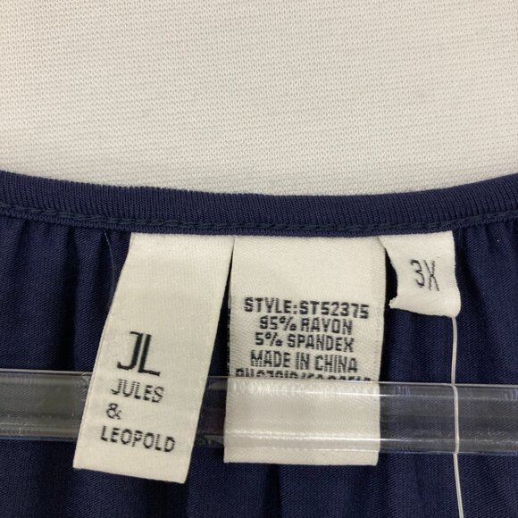 New Jules & Leopold size 3X Navy Golden Chain Stretch Relax Long Sleeve Blouse - Picture 2 of 8